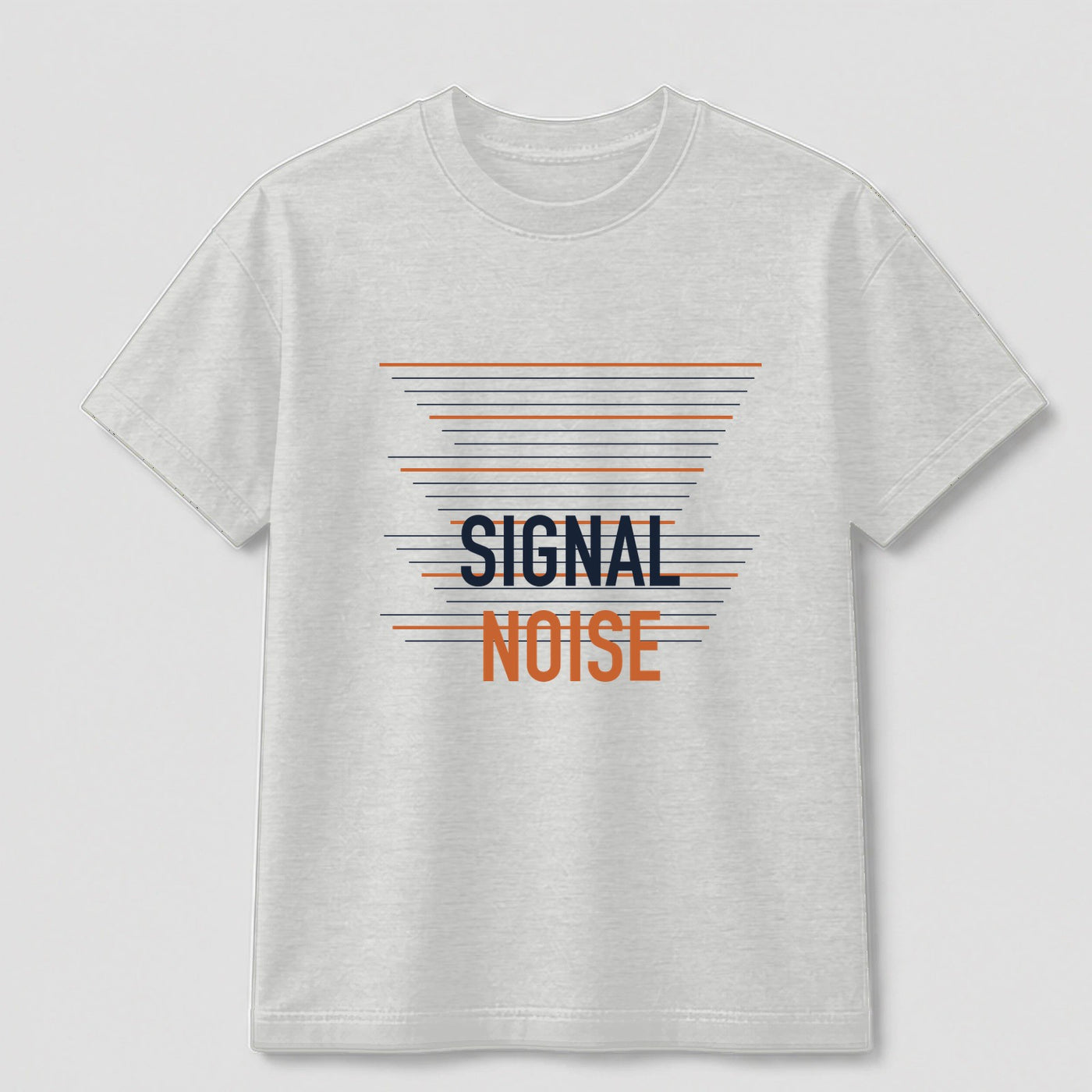 Signal Noise graphic tee by Threadmates featuring original system error artwork on gray t-shirt, front.