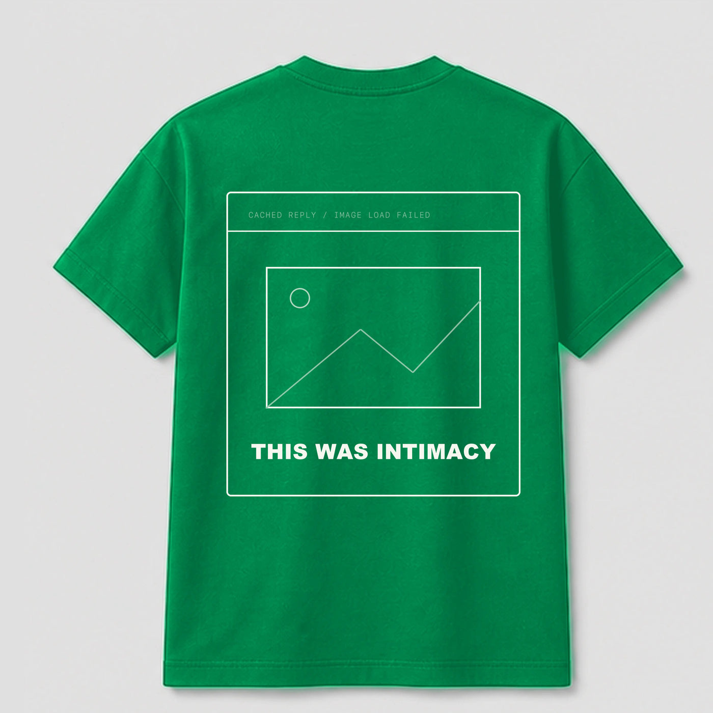 Replied With A Meme graphic tee by Threadmates featuring original internet culture artwork on green t-shirt, back.