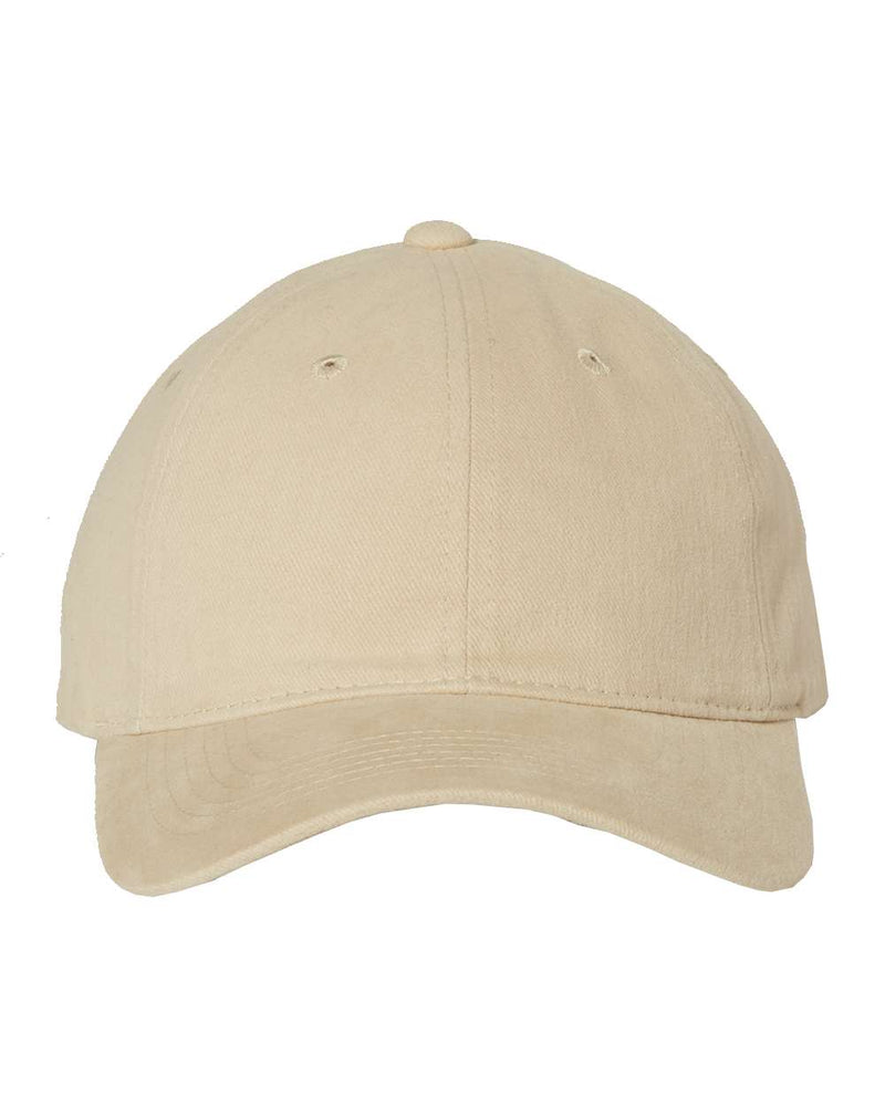 Custom by Threadmates showing a blank custom dad hat in khaki, front.